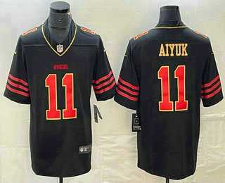 Mens San Francisco 49ers #11 Brandon Aiyuk White Gold Fashion Vapor Limited Stitched Jersey